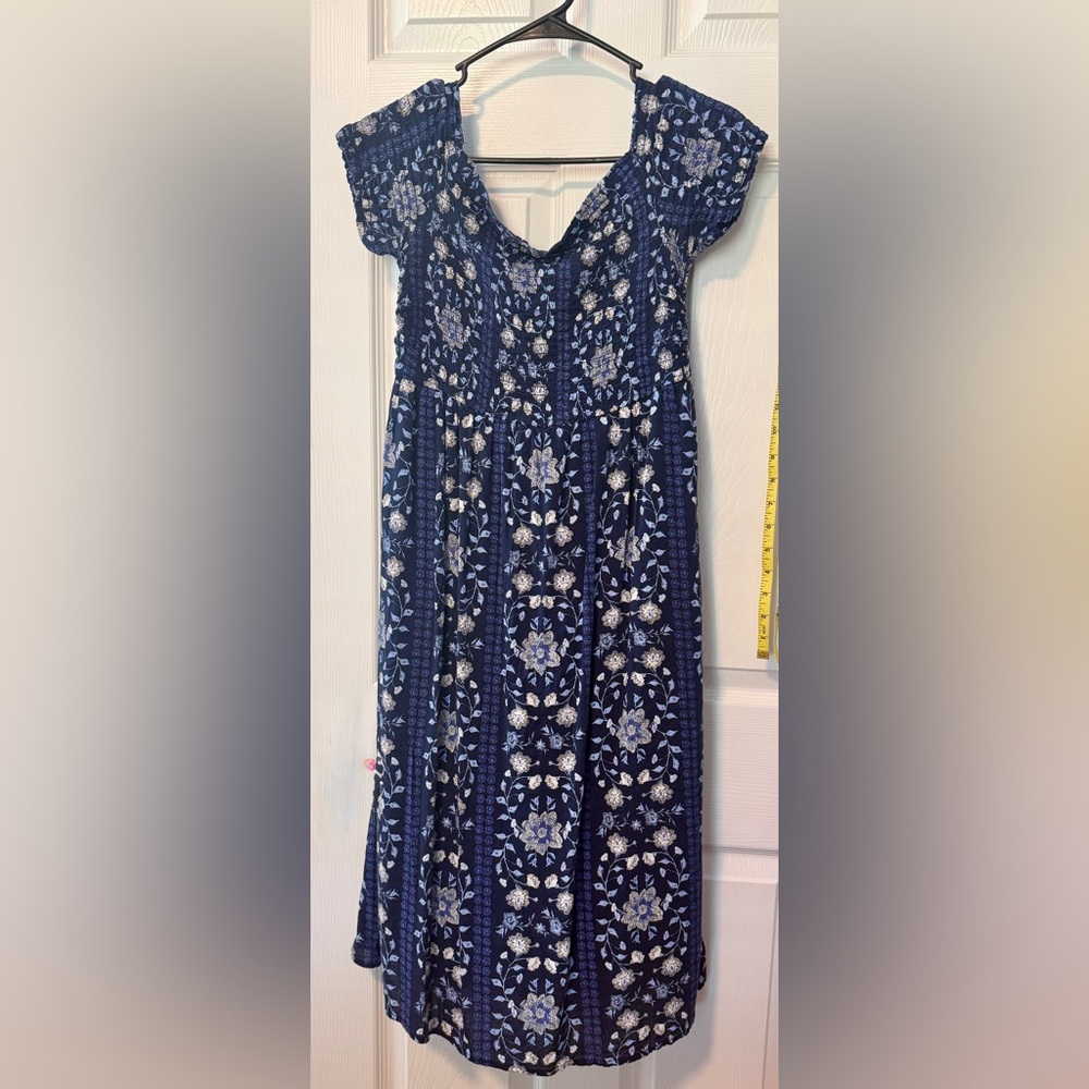 Old Navy Navy Blue Floral Maxi Skirt